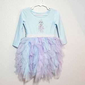 Disney Frozen Elsa Long Sleeve Tutu Dress - Light Blue and Purple, size 3T